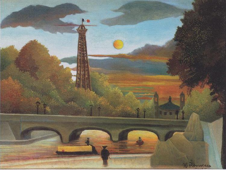 Henri Rousseau Seine and Eiffel-tower in the sunset Spain oil painting art